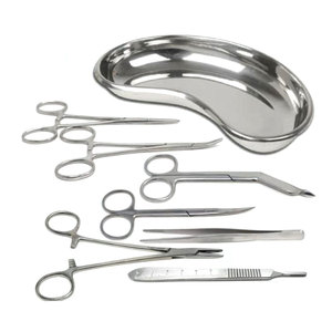 Kit de chirurgie mineure de base écologique 13 pièces - Instruments chirurgicaux manuels en acier inoxydable durable, plateau réniforme, kit de pansement - Product Image 3
