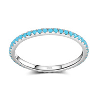 Anneaux en argent simples de haute qualité pour femmes, nouveau design, anneau circulaire exquis en turquoise pour mariage et fiançailles