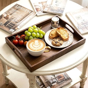 Plateau de service en bois de luxe fabriqué en Inde avec finition polie, accessoire élégant pour la décoration de la maison et la présentation des aliments, en vente - Product Image 5