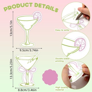 Carte de table en papier rose en forme de verre à cocktail, personnalisable, pour l'attribution des places aux invités de mariage, thème champagne - Product Image 4