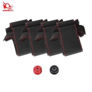 Accesorios de envoltura de cubierta de <span class=keywords><strong>volante</strong></span> de coche cosidos a mano para <span class=keywords><strong>Suzuki</strong></span> <span class=keywords><strong>Jimny</strong></span> 2005 06 07-2013 Protector de cuero de microfibra - Product Image 5