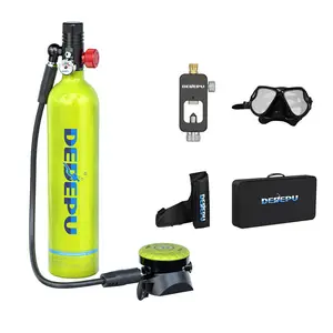 1L Mini Scuba Tank, 3000PSI Submersible Gas Cylinder Oxygen Tank Pump Kit  Snorkeling Air Tank 15-20 Minutes Underwater Breathing with Water Lung