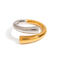 Color Block Ring Color Retaining Stainless Steel 18K Gold Plated Open Ring Unisex Wholesale