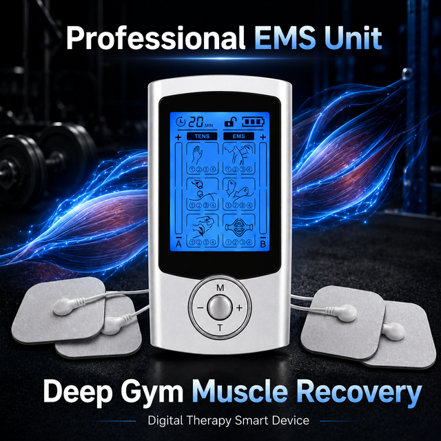 Portable Dual Channel EMS Electro Tense Stimulation Workout Machine for Fitness Muscle Recovery & Pain Relief