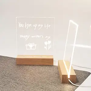 LED Light Message Note Board Acryl Dry Erase Schild mit Ständer, Acryl Memo Schreibtafel mit Licht