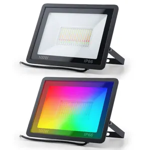 WIFI Zigbee 30w 50w 100w RGB+W+C Multicolor IP66 Waterproof Outdoor Tuya Smart LED Flood Light
