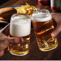 Verre à boire transparent certifié CE FCC ROHS, 12 oz, 16 oz, 20 oz, qualité alimentaire, résistant à la chaleur, antidérapant, anti-chute, réutilisable