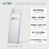 Cellule de batterie Uli Nmc Pouch 3.84V 20Ah 540Wh/kg 76.8Wh sans anode pour l'intégration de batteries EV, la robotique UAV