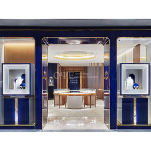 Vitrine de <span class=keywords><strong>bijoux</strong></span> personnalisée haut de gamme de luxe Présentoir commercial en métal doré pour bijouterie - Product Image 5