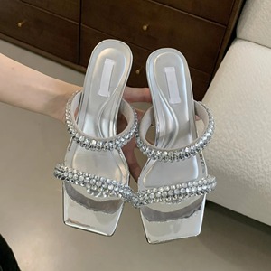 Nouvelles sandales à talon fin en chanvre, style pieds nus, à enfiler, avec strass croisés, pour l'été 2026 – Prêtes à l'emploi, en promotion. - Product Image 3
