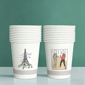 Gobelets en papier biodégradables à paroi simple, blancs, personnalisés avec logo, en gros, pour café et lait - Product Image 2