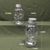 Bouteille de 350 ml en PET en forme de chat pour thé au lait, eau, soda, thé, bubble tea, café, jus, boissons, champagne et tequila