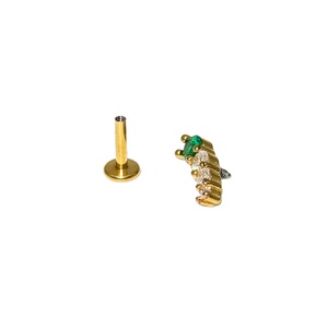 Labret <span class=keywords><strong>en</strong></span> acier chirurgical 316L à triple zircone cubique ronde, à visser, à dos plat, pour cadeau de mariage pour enfants - Product Image 1