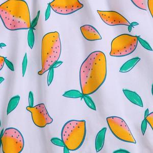 Vêtements pour enfants très demandés : Ensemble 3 pièces pour filles de 2 à 12 ans, comprenant un haut épaules dénudées motif citron et un pantalon évasé - Product Image 4