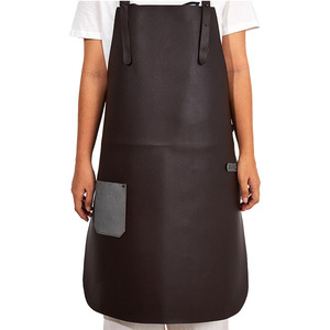Genuine Leather <b>Work</b> Apron Unisex <b>Waterproof</b> Barista Hairdresser Restaurant Uniform Brown - Product Image 3