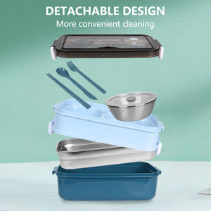 B10-1285畅销儿童成人学校塑料储物双酚a免费创意<span class=keywords><strong>2</strong></span>层带勺子叉微波炉便当盒 - Product Image 2