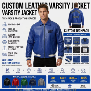 Giacca Casual da Uomo Personalizzata con Ricamo 3D in Pelle di Pecora, Stile Varsity High Street con Chiusura a Cerniera Antivento - Product Image 6