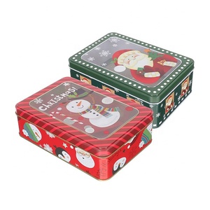 Tùy Chỉnh Giáng Sinh Cookie Kim Loại Hộp Thiếc <span class=keywords><strong>PVC</strong></span> Rõ Ràng Nắp Xmas Món Quà Kỳ Nghỉ Cho <span class=keywords><strong>Tin</strong></span> Container Với Cửa Sổ - Product Image 1