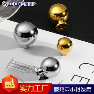 Lgedis Brass Spherical Cabinet <b>Knobs</b> Chrome Plated Gold <b>Silver</b> Modern Wardrobe <b>Drawer</b> Handles Single Hole Furniture Hardware - Product Image 4