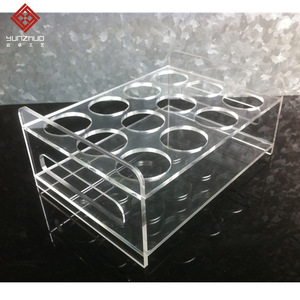 Caja para copas de vino, 12 orificios, acrílico transparente, rectangular, diseño moderno, uso para fiestas, ligero, fácil de mover - Product Image 2