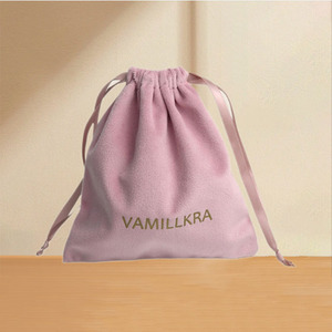 Custom Logo Premium Velvet <b>Drawstring</b> Pouch Luxurious Long Plush Reusable Portable Jewelry Dust Bag Cosmetic Storage - Product Image 5