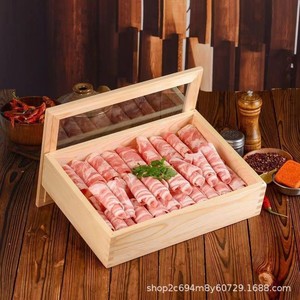 Caja de almacenamiento de madera estilo japonés, rectangular, con tapa transparente, para el hogar, para envasar mariscos y sushi, hecha a medida. - Product Image 4