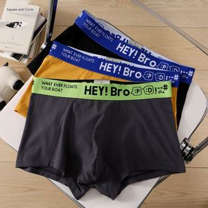 Men's Cotton <b>Boxer</b> Briefs Comfortable Breathable Mid-Rise Anti-Bacterial Letter Pattern Four-Corner Underwear - Product Image 2