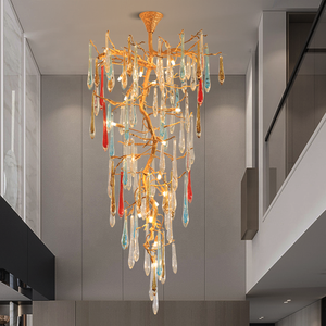Lámpara de araña de cristal de lujo para sala de estar de villa, estilo arte y ambiente, modelo HM-GG-C-6014, con diseño de barco colgante. - Product Image 3