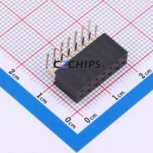 XDM254-2-07-W-8.5-G0 Pin Socket Bent Lead Through Hole,P=2.54mm Connector 2x7P 2.54mm Square Hole Right Angle Insert - Product Image 1