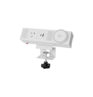 Hub de charge intelligent pour bureau moderne en aluminium OMNI avec chargeur de téléphone sans fil Qi et prise de courant pour les environnements de bureaux commerciaux