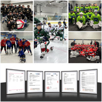 OEM y ODM poliéster personalizado bordado aparejos sarga uniforme de hockey sobre hielo totalmente sublimación desgaste de hockey sobre hielo
