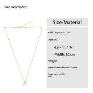 Collana con Ciondolo Personalizzato in Oro 18k Placcato con Zirconi Cubici Bianchi, Gioielli Raffinati all'Ingrosso per Donne e Bambini - Product Image 5