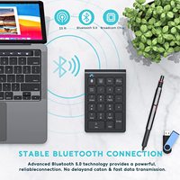 Clavier numérique sans fil rechargeable BT, clavier numérique externe fin à 22 touches, pour l'entrée de données