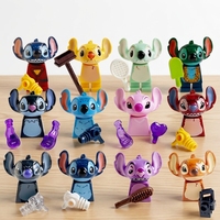 12 Piezas/Juego de Bloques de Construcción de Lilo y Stitch, Figuras de Acción de Plástico ABS, Juguetes de Bricolaje, Ladrillos de Ensamblaje, Regalo de Cumpleaños para Mayores de 14 Años