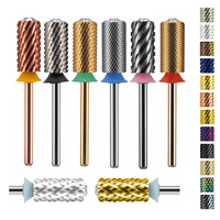 Elesecret Brocas de Alta Calidad para Uñas, Cerámica, Carburo de Tungsteno, Punta de Cristal, Barril Grande 4XC 5XC, para Pulir Puntas de Uñas Acrílicas