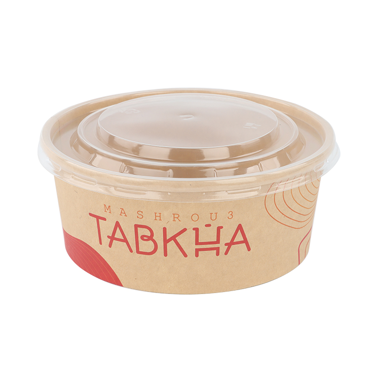 wholesale custom printing Disposable food packing box food takeway salad bowls kraft paper bowl with lid