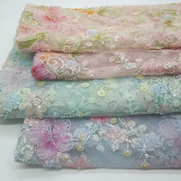 Robe en maille dégradée multicolore, tissu brodé, camisole à perles, tissu brodé