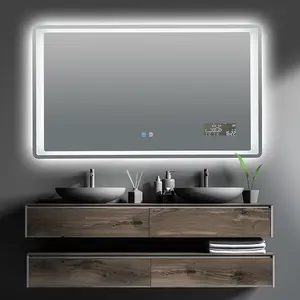 Зеркало для ванной комнаты с отображением температуры и времени, умное зеркало со светодиодной подсветкой