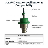 Boquilla SMT para Máquina de Colocación de Componentes JUKI Serie 500 501 502 503-510, Boquilla de Succión Resistente al Desgaste, Repuestos