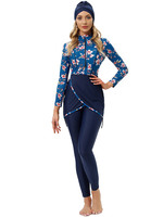 Maillot de bain musulman élégant 3 pièces imprimé par sublimation pour femme, magnifique burkini de plage avec pantalon