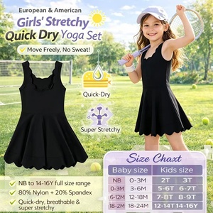 Robe de bain active pour petites filles DH ODM, coupe laser, bord festonné, style débardeur évasé, pour l'été et les loisirs - Product Image 3