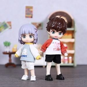 Ob11 búp bê Quần Áo obutsu11 nhỏ dễ thương hoodie Set cặp với quần và quần <span class=keywords><strong>short</strong></span> búp bê vài trang phục cho 1/12bjd búp bê Quần Áo - Product Image 5