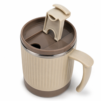 Mug portable double paroi pour la maison et le bureau, nouveau design, 460 ml, tasse à lait portable en acier inoxydable 304 avec couvercle et cuillère