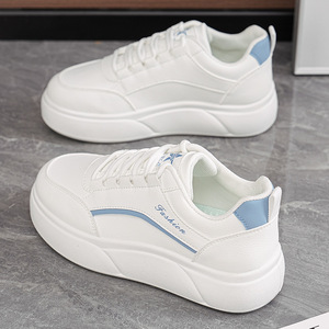 Chaussures plates décontractées blanches pour femmes, plateforme été 2026, avec semelle rehaussante, style coréen polyvalent, tendance sport et voyage - Product Image 2