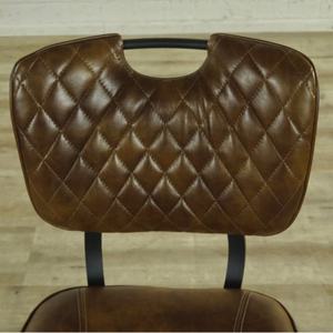 Chaise d'appoint moderne italienne avec dossier, fauteuil en cuir, pieds en métal industriel, chaise de salle à manger avec revêtement en cuir - Product Image 5