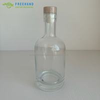Serigrafía personalizada botella de vidrio de 350ml con corcho de goma de madera para fruta arroz vino jugo jarabe licor helado té frío whisky