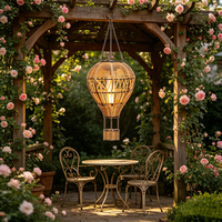 Lampe suspendue solaire LED en forme de montgolfière en rotin tressé, style pastoral, pour la décoration de la maison, de la cour, des allées et des jardins