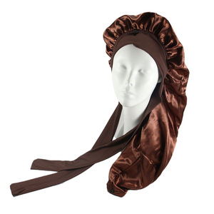 Gorro largo trenzado <span class=keywords><strong>de</strong></span> satén más vendido, gorro largo elástico personalizado con lazo para la cabeza, gorro para dormir con logotipo - Product Image 5