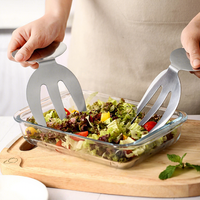 Mélangeur de salade de fruits en acier inoxydable avec fourchette à salade créative à trois doigts, gadget de cuisine, compatible lave-vaisselle
