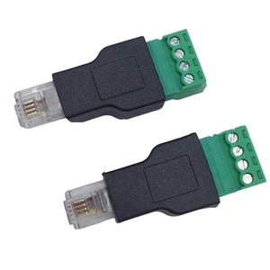 Adaptateur <span class=keywords><strong>RJ11</strong></span> 6P4C mâle vers borne à vis 4 broches, connecteur Ethernet à tête cristalline pour ligne téléphonique - Product Image 1